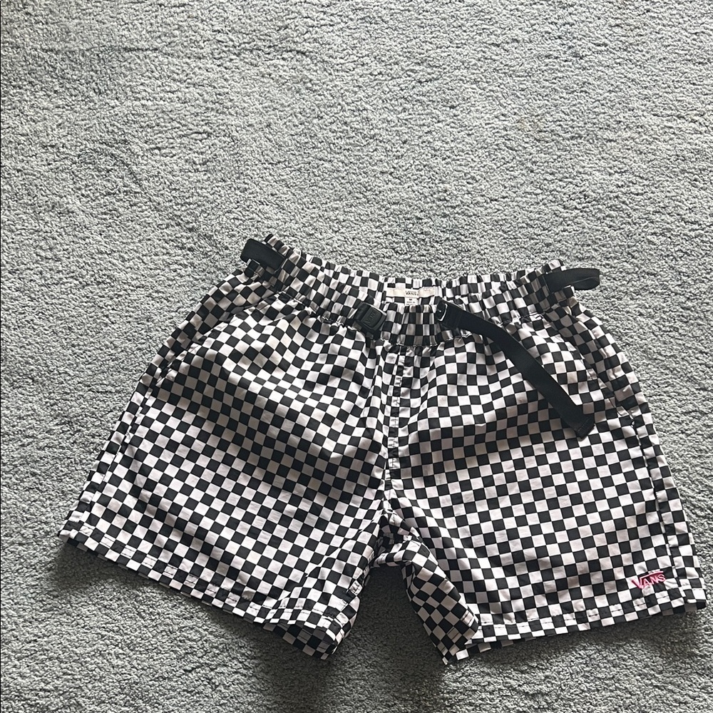 Vans Black and White Checkered Athletic Shorts